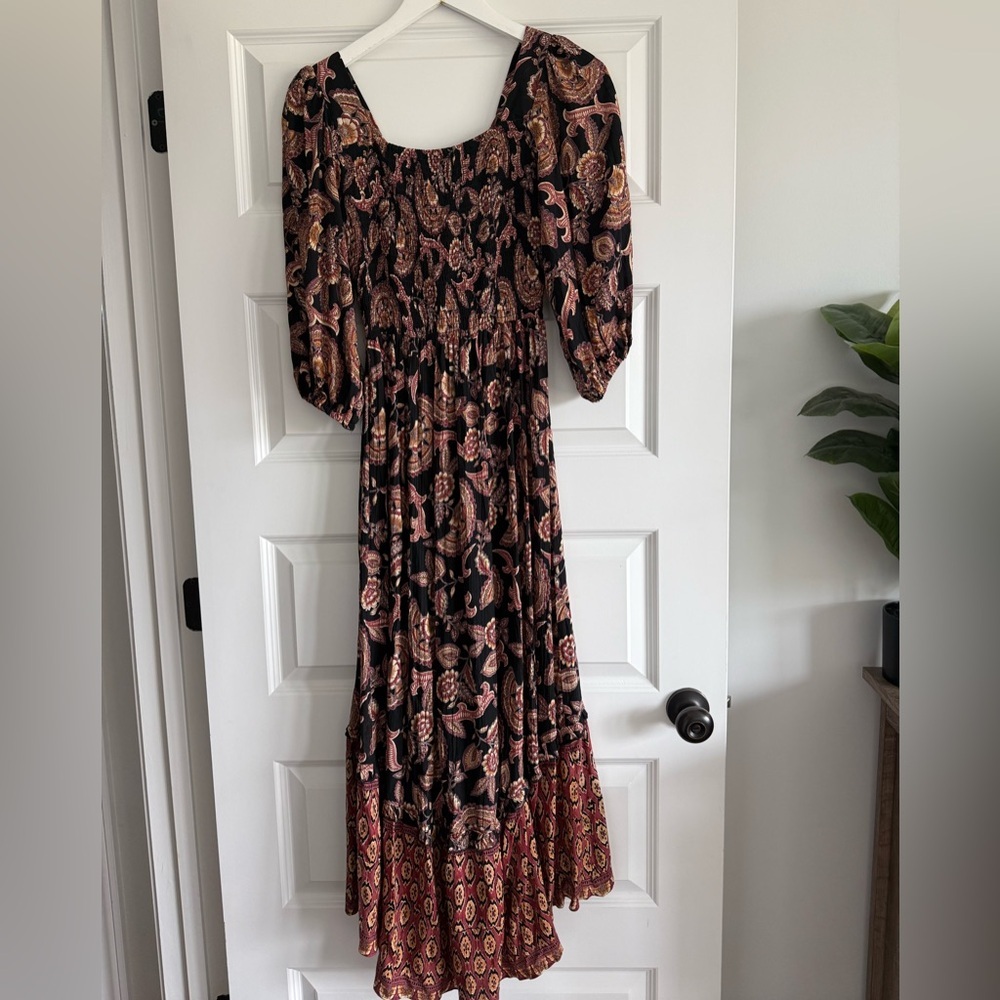 Angie V-neck Twist Front 3/4 Sleeve Boho Maxi Dress With Slit NWT - Picture 13 of 16